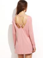 Shein Pink Cutout Strappy Back Tee Dress