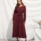 Shein Knot Front Single Breasted Longline Dress