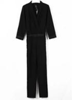 Rosewe Fabulous Black Three Quarter Sleeve Jumpsuit For Lady