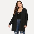Shein Plus Pocket Front Solid Cardigan