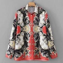 Shein Damask & Chain Print Blouse