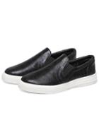 Shein Black Thick-soled Round Toe Pu Flats