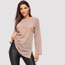Shein Drop Shoulder Slit Hem Knit Top