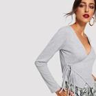 Shein Knot Side Wrap Marled Tee