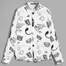 Shein Men Button Front Graphic Print Shirt