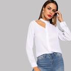 Shein Cut Out Single Breasted Blouse