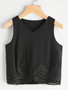 Shein V Neckline Contrast Crochet Hem Tank Top