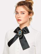 Shein Rhinestone Decorated Bow Design Brooch