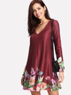 Shein V Neck Flower Print Dress