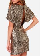 Rosewe Shining Hollow Design Sequins Decorated Short Sleeve Club Dress