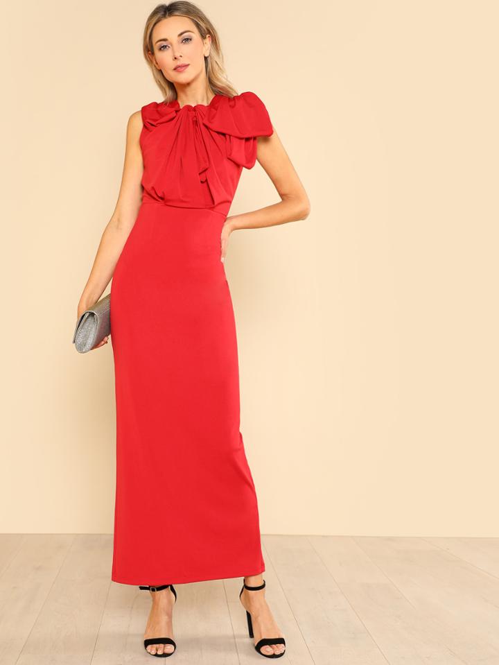Shein Exaggerated Tied Neck Sleeveless Dress