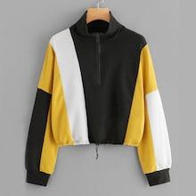 Shein Color-block Zip Up Sweatshirt