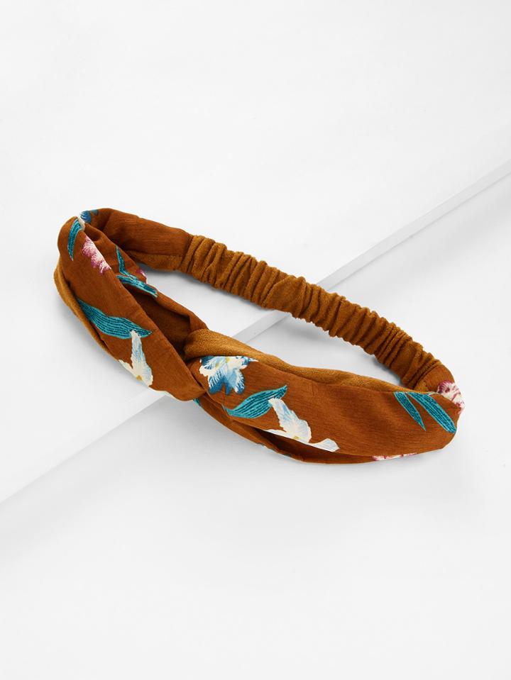 Shein Calico Print Suede Twist Headband