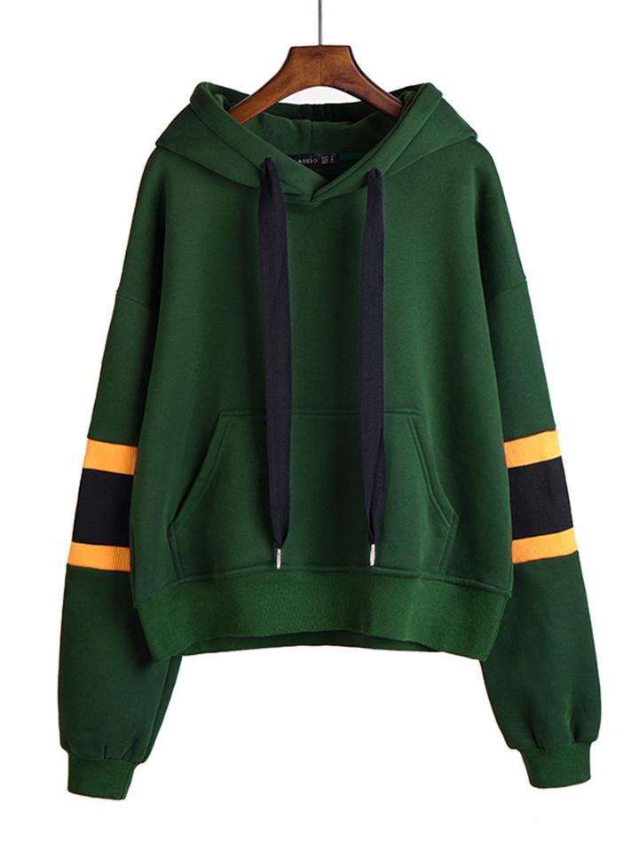 Shein Stripe Panel Drop Shoulder Hoodie