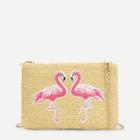 Shein Double Flamingo Pattern Straw Chain Bag