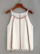 Shein Woven Tape & Tassel Embellished Cami Top