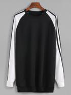 Shein Contrast Raglan Sleeve Striped Trim Sweatshirt