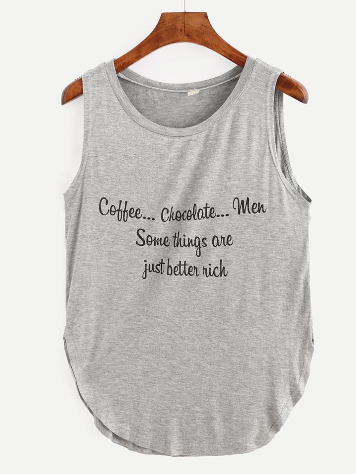 Shein Grey Letter Print Tank Top
