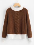 Shein Contrast Trim Drop Shoulder Cable Knit Sweater
