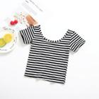 Shein Girls Contrast Striped T-shirt