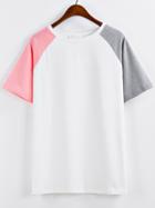Shein Raglan Sleeve Color-block T-shirt