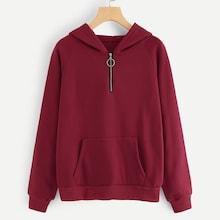 Shein Quarter Zip Hooded Sweatshirt