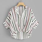 Shein Multi-stripe Dip Hem Blouse