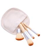Shein 4pcs Bamboo Handle Makeup Brush Set With Canvas Bag