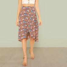 Shein Flower Print Wrap Skirt