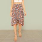 Shein Flower Print Wrap Skirt