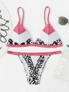 Shein Striped Print Triangle Bikini Set