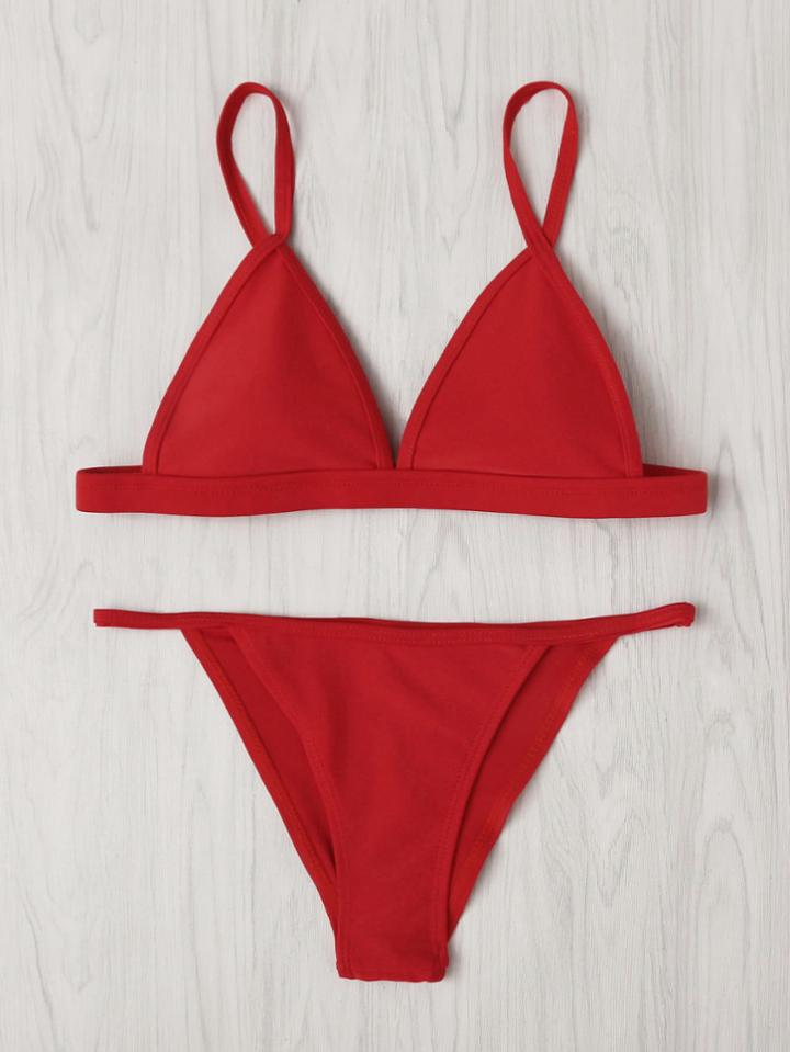 Shein Adjustable Strap Triangle Bikini Set