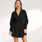 Shein Surplice Neck Gathered Sleeve Dress