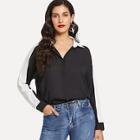 Shein Colorblock Button Front Blouse