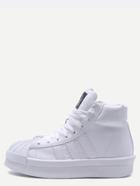 Shein White Pu Lace Up Rubber Sole High Top Sneakers