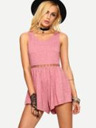 Shein Light Rust Red Hollow Panel Backless Romper
