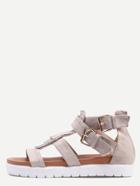 Shein Apricot Faux Suede Caged Flatform Sandals