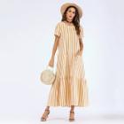 Shein Ruffle Hem Dual Pocket Longline Stripe Dress