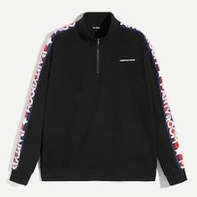 Shein Men Letter & Stripe Print Sleeve Half Placket Pullover