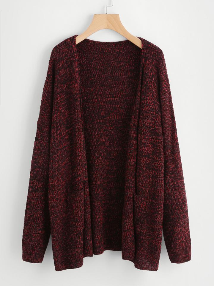 Shein Drop Shoulder Marled Knit Cardigan