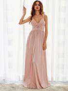 Shein Triangle Lace Top Pleated Waist Slip Dress