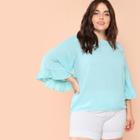 Shein Plus Exaggerate Flounce Sleeve Solid Top