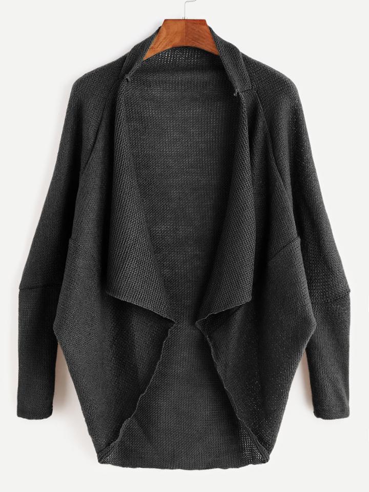 Shein Black Drape Front High Low Cocoon Cardigan