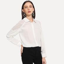 Shein Single Breasted Collar Top