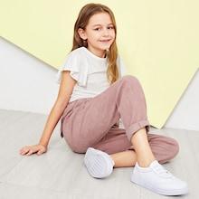 Shein Girls Slant Pocket Solid Corduroy Pants