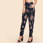 Shein Flower Print Peg Leg Pants