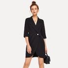 Shein Single Button Notched Neck Solid Coat
