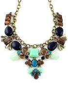Shein Brown Gemstone Vintage Chain Necklace
