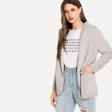 Shein Open Front Hooded Teddy Coat