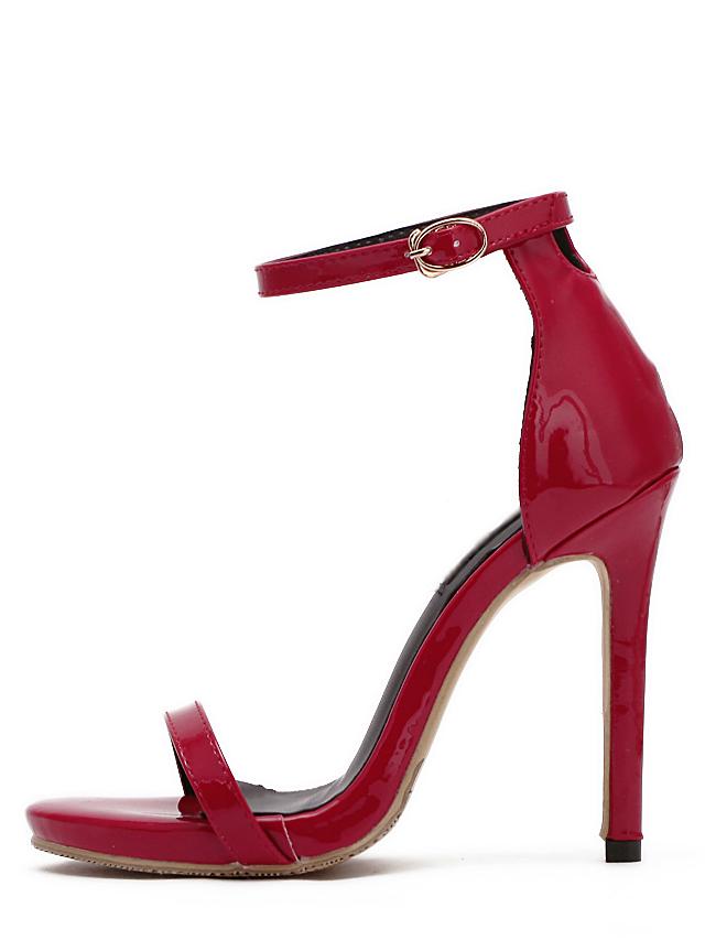 Shein Red Peep Toe Buckle Strap Stiletto Sandals